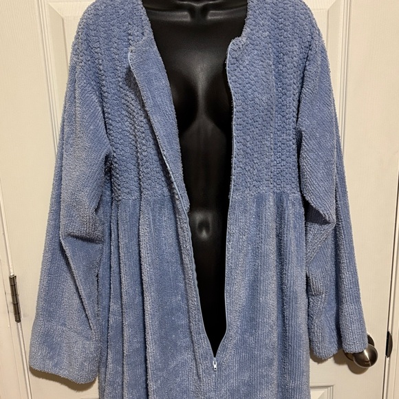 Vintage Stan Herman Blue Textured Long Sleeve 100% Cotton Robe Size Large - Picture 4 of 12